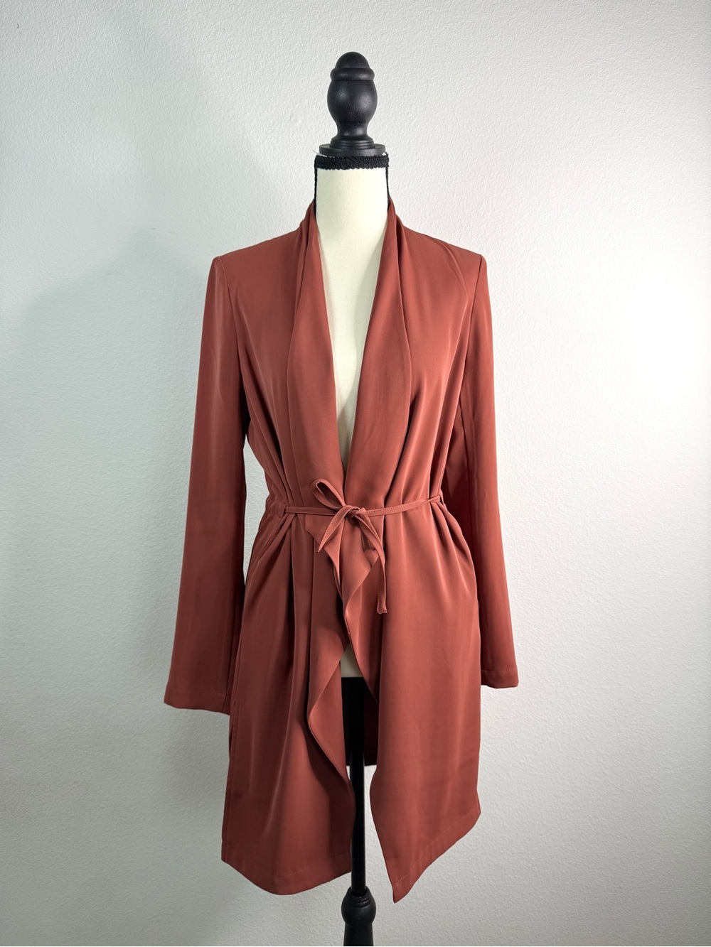 Express Rust Brown Draped Tie-Waist Cape Jacket